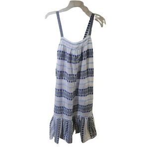 NWT Letarte Small Blue White Striped Sundress Swim Cover Up Embroidery 130317
